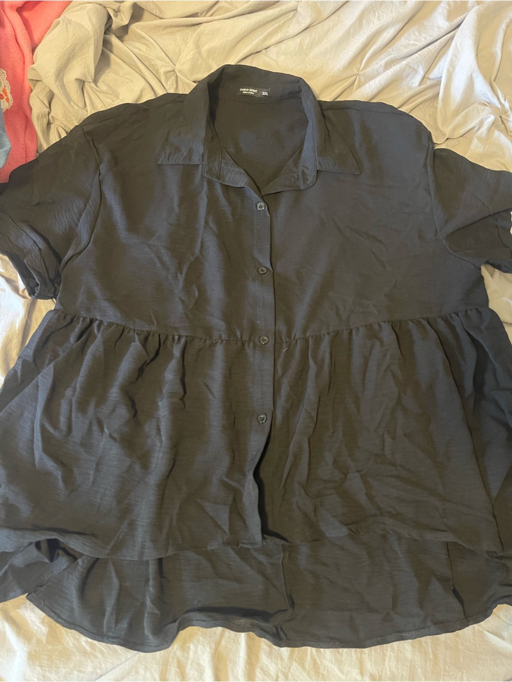 Black Button-Front Blouse
